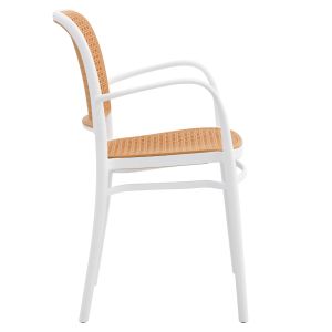 Градински стол от полипропилен Hm5938,01 бял/бежов 56x52,5x85,5hcm