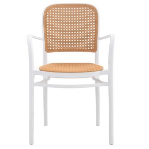 Градински стол от полипропилен Hm5938,01 бял/бежов 56x52,5x85,5hcm