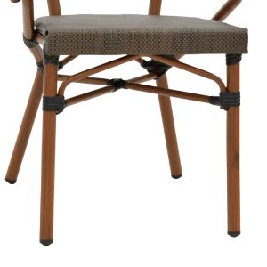 Градински стол с подлакътници Isaia кафяв Textilene черен алуминий 57x57x83cм