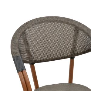 Градински стол с подлакътници Isaia кафяв Textilene черен алуминий 57x57x83cм