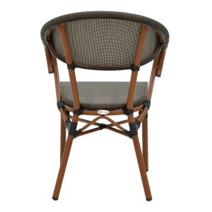 Градински стол с подлакътници Isaia кафяв Textilene черен алуминий 57x57x83cм