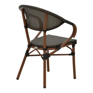 Градински стол с подлакътници Isaia кафяв Textilene черен алуминий 57x57x83cм