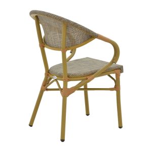 Garden chair with armrests Isaia gray Textilene black aluminum 57x57x83cm