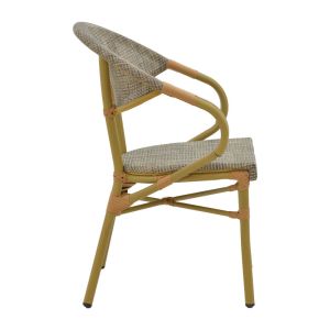 Garden chair with armrests Isaia gray Textilene black aluminum 57x57x83cm