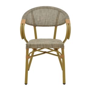 Garden chair with armrests Isaia gray Textilene black aluminum 57x57x83cm