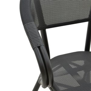 Градински стол с подлакътници Isaia черен Textilene черен алуминий 57x57x83cм