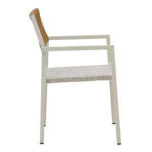 Градински стол с подлакътници Savor естествен ратан и бял алуминий 55x58x83cм