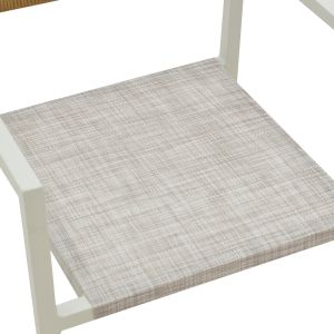 Градински стол с подлакътници Savor естествен ратан и бял алуминий 55x58x83cм