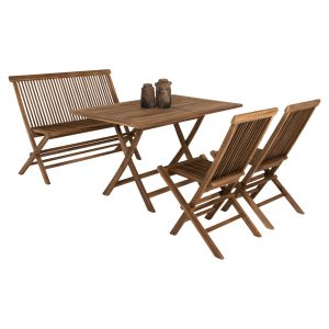 Garden dining set 4pcs Kendall Hm11953 solid teak wood in natural color