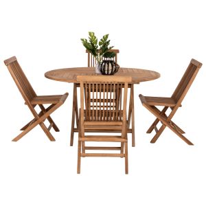 Garden dining set 5pcs Kendall Hm11956 solid teak wood in natural color