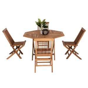 Garden dining set 5 pcs. foldable Kendall Hm11950 solid teak wood in natural color