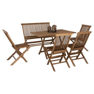 Garden dining set 6pcs Kendall Hm11954 solid teak wood in natural color