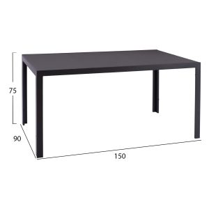 Ofer 5-piece garden dining set dark gray metal - black wicker and metal, Hm21029