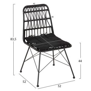 Ofer 5-piece garden dining set dark gray metal - black wicker and metal, Hm21029
