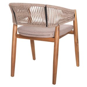 Garden dining chair Navan .02 acacia wood in natural-nylon rope in beige 59x58x76hcm HM6135