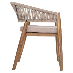 Garden dining chair Navan .02 acacia wood in natural-nylon rope in beige 59x58x76hcm HM6135