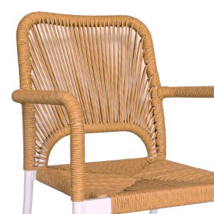 Градински трапезен стол Norture естествен ратан-бял алуминий 57x61x85cм