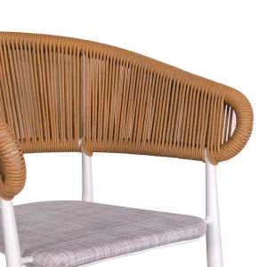 Градински трапезен стол Raven естествен ратан-текстилен-алуминий 57x62x78cм