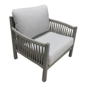 Feralda garden lounger, beige, with aluminum rope and light gray fabric