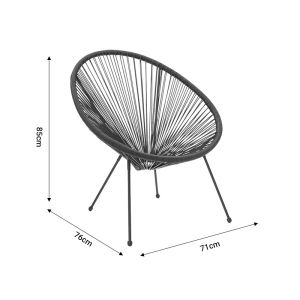 Градинско кресло Acapulco Pe ратан черно 71x76x85cм