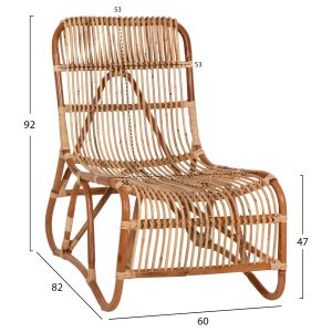 Градинско кресло Bronny естествен ратан 60x82x92hcм Hm9644,01