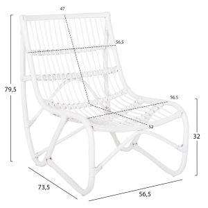 Градинско кресло Grinn Hm9815,03 Rattan Rods In White Color 56,5x73,5x79,5hcm