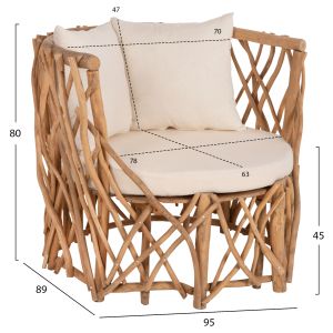 Градинско кресло Kaan Naturally Hm5994 от масивно тиково дърво 95x89x80hcm