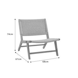 Градинско кресло за дневна Filippo Natural от буково дърво със седалка от натурално въже 68x69x74cm