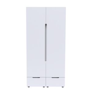 Double wardrobe afina mdf in glossy white color 100x57x213cm