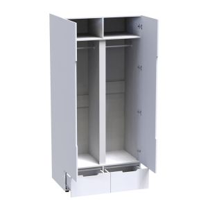 Double wardrobe afina mdf in glossy white color 100x57x213cm