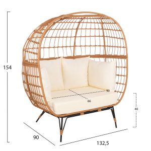 Двоен стол от Pp ратан Miami 132,5x90x154hcm Hm5870,11