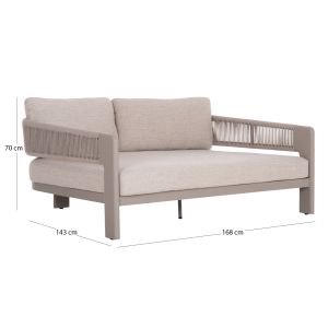 Двойна кушетка Baron Sm6479.04 бежово алуминиево-въжево-олефин 168x143x70в