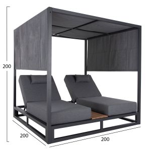 Двойни лежанки в куб с сенници Gallant, алуминий сив Hm6097,01 2x2x2 м