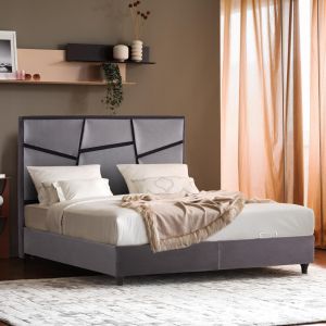 Двойно легло Irida с матрак и място за съхранение Hm21166 сиво кадифе - за 160x200см.