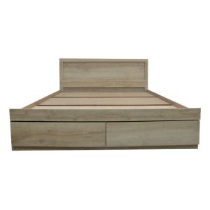 Двойно легло Nalos с чекмеджета цвят кастило/дъб за матрак 140x200cm
