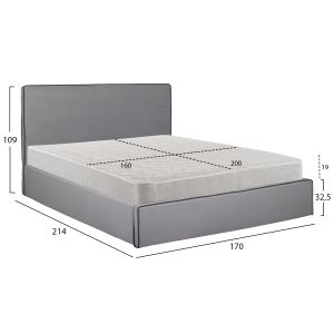 Двойно легло с матрак Allie Hm21273.01 сив плат с място за съхранение - за 160x200см.