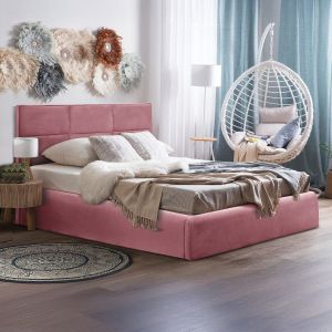 Двойно легло с матрак Briley Hm21272.02 прашно розово кадифе с място за съхранение - за 160x200см