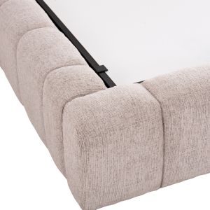 Двойно легло с матрак и място за съхранение Remo Hm21167 бежов плат с букле - за размери 160x200см.