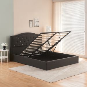 Двойно легло с място за съхранение плат Majore антрацит 160x200см