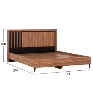 Double bed Harry series in natural wood color and black base 164x204x100hcm Hm688.01