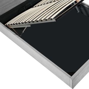 Двойно легло спалня Sonnie с място за съхранение дамаска плюш тъмносива 150x200cм