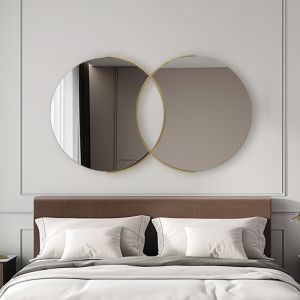 Double mirror Miryata metal in golden shade 105x3x60cm