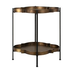Two-tier metal coffee table Fl0181 gold-black 58x50x62cm