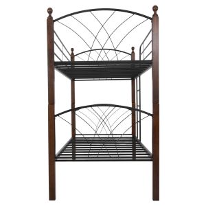 Двуетажно легло Hm687 черен метал-каучуково дърво в орех 200x90x158hcm