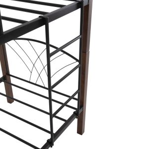 Двуетажно легло Hm687 черен метал-каучуково дърво в орех 200x90x158hcm