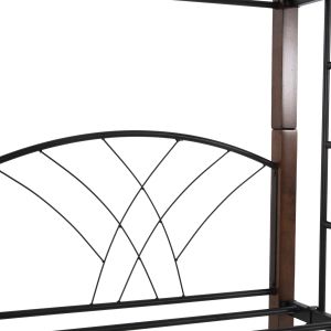 Двуетажно легло Hm687 черен метал-каучуково дърво в орех 200x90x158hcm