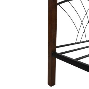 Двуетажно легло Hm687 черен метал-каучуково дърво в орех 200x90x158hcm