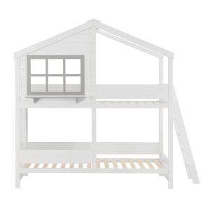 Bunk bed with 2 mattresses combo Hm21316 pine wood in white - for mattresses 90x190cm