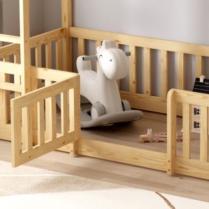 Bunk bed with Playpark Playkid Hm21312 pine wood in natural color - with mattress 90x190cm