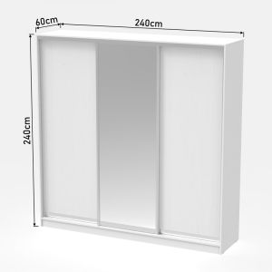 Двукрилен гардероб Aparador I с огледало в бял цвят 240x60x240см